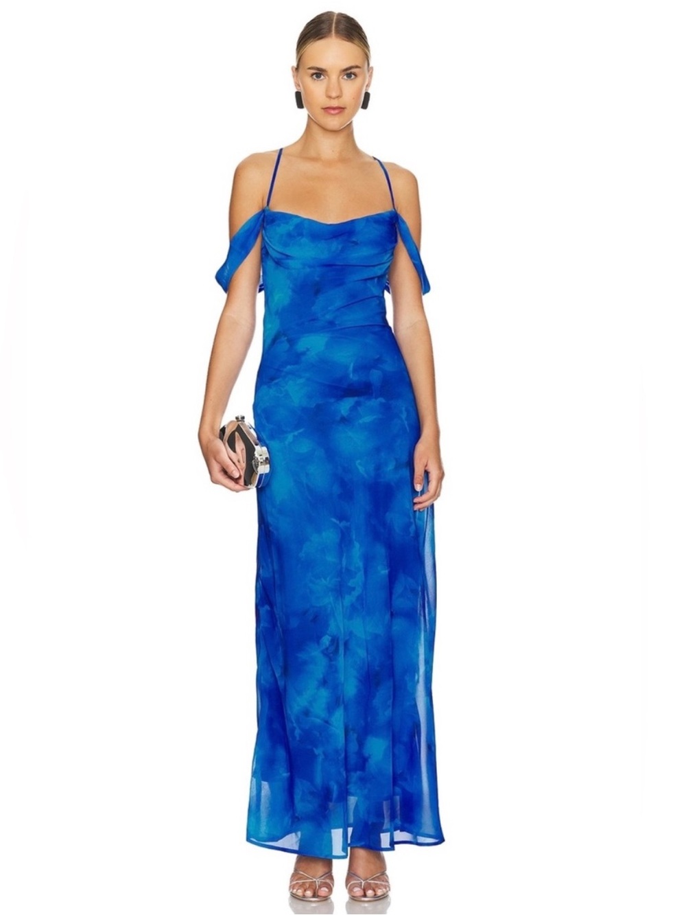 Runaway the Label Off the shoulder Blue Maxi Dress NWT